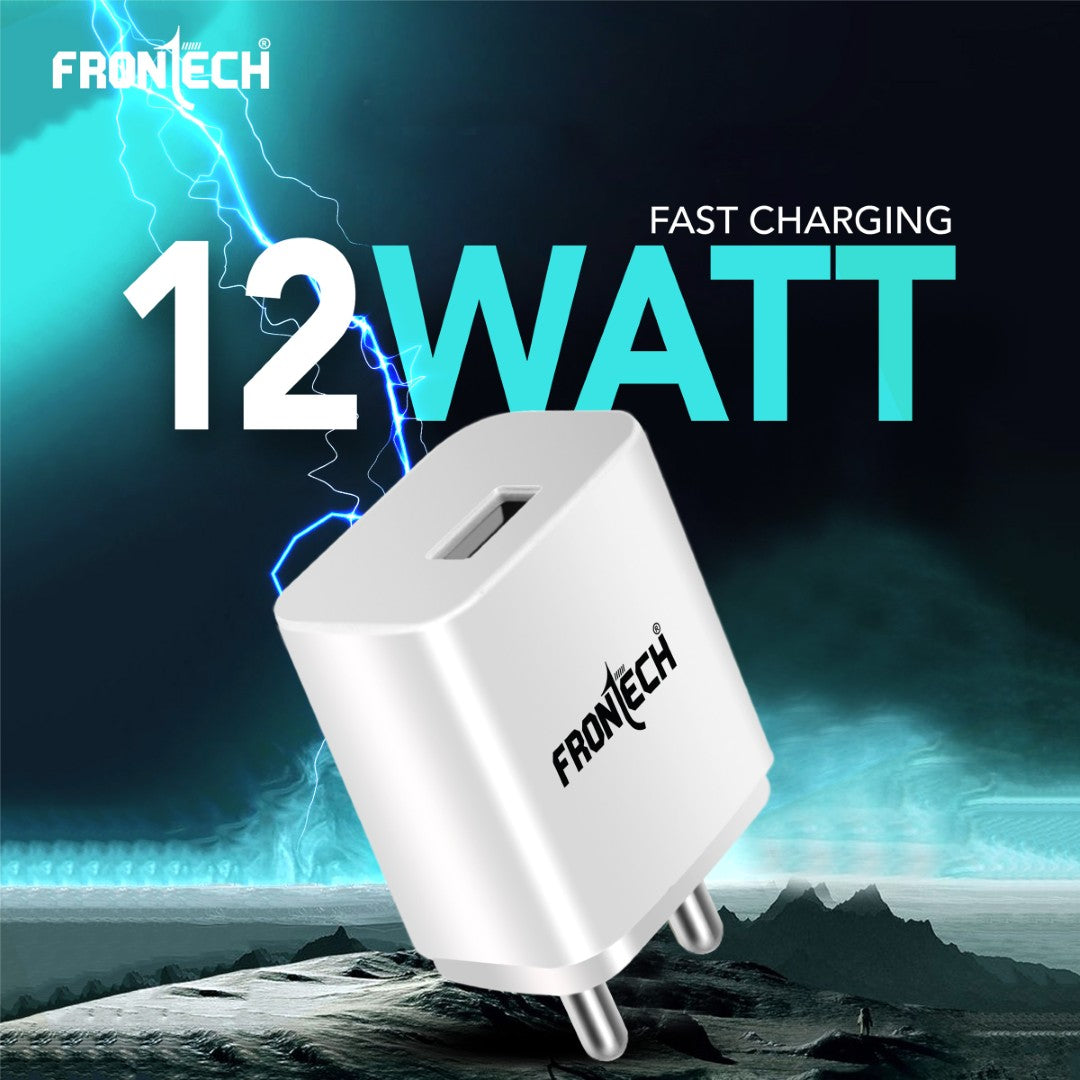 Frontech 12W/2.4A Mobile Charger | Ultra Fast Charging, Quick Charge 3.0, (0951CW, White) Frontech 12W/2.4A Mobile Charger | Ultra Fast Charging, Quick Charge 3.0, (0951CW, White)
